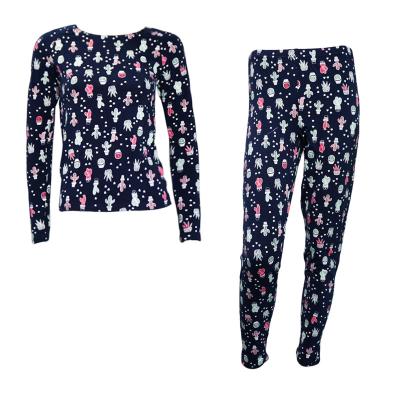 China Breathable Women Spring Fall Summer Sleepwear Flora Print Pajamas Set With Long Sleeve Elastic Waist for sale