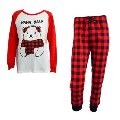 China Spring Drop Women Breathable Pajamas Suit Cute Soft 100% Cotton T-shirt Checks Pants for sale