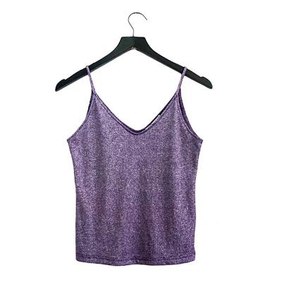 China Breathable Cheap Price Sleeveless Shiny Tank Tops With Purple Color V-Neckline Popular Women's Clothing for sale