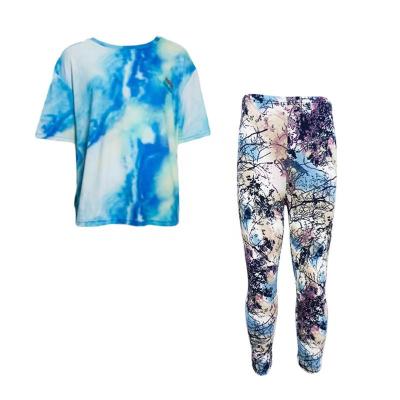 China Breathable Kids Tie To Die T-shirt Tops Peel Off Kids Friendly Leggings Printing Boy Girl Clothing Sets for sale