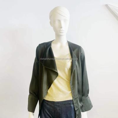 China New autumn female cardigan green color most popular temperament casual coat comfortable for sale