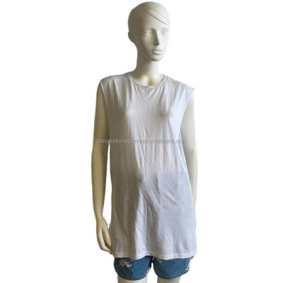 China Long Tank T-Shirt Solid Simple Casual Sleeveless Ladies Tops Loose Style Pullover for sale