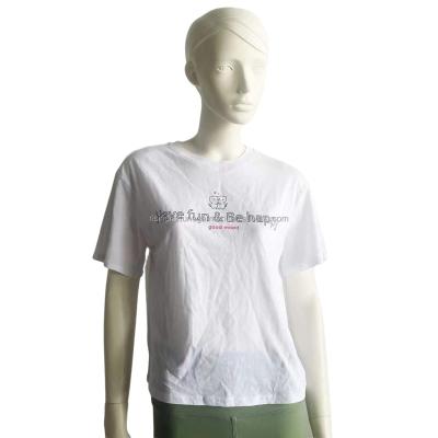 China Solid Short Women Short Sleeve T Shirt With Short Sleeve Silk Printing Design for sale