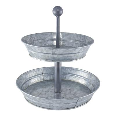 China Factory Price Eco-friendly Galvanized Leaf Table Decoration Rack Tray Holder Low Price Wholesale Tiered Dessert Serving Tray for sale