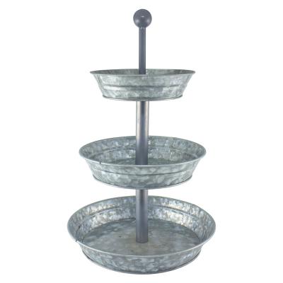 China Factory Direct Custom Contemporary Galvanized Sheet 3 Tier Eco-Friendly Serving Tray Stands Set Birthday Wedding Cake Display Stand for sale