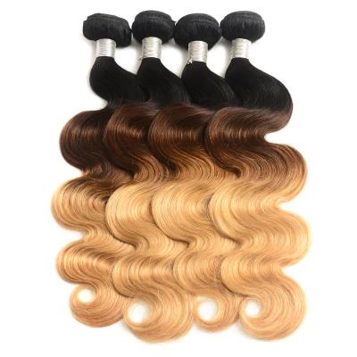 China Brazilian 100% Body Wave Hair Ombre Hair Extension, 3 Bundles Tone Color Body Wave Ombre Hair Braiding 1b/4/27 for sale