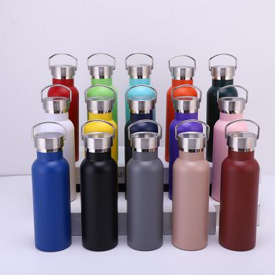 China Hot Wholesale Northfox Business Medium Mouth Double Wall Insulated Stainless Steel Drink Water Bottle With Bamboo Handle Lid for sale