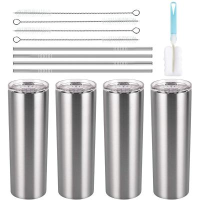 China Northfox Disposable Straight Shape 20 Ounce Skinny Stainless Steel Wedding Tumblers, Double Wall Vacuum Tumbler With Straw for sale