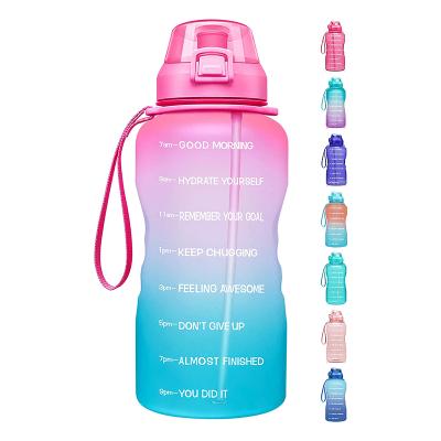 China Northfox Gallon Sports Water Bottle BPA Free Motivational Viable Plastic Water Bottle With Time Marker And Straw for sale