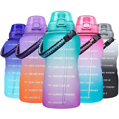 China 64OZ plastic sports viable Matte Straw Motivational Water Bottle with time maker for sale