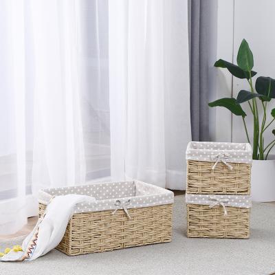 China Large Small Two Wire Farmhouse Small Wicker Basket Small Sustainable Modern Storage Basket For Kitchen Set for sale