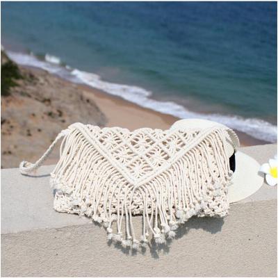 China Unique modern bohemian design 14.5 inch boho cotton color holiday handbags women handbags for sale