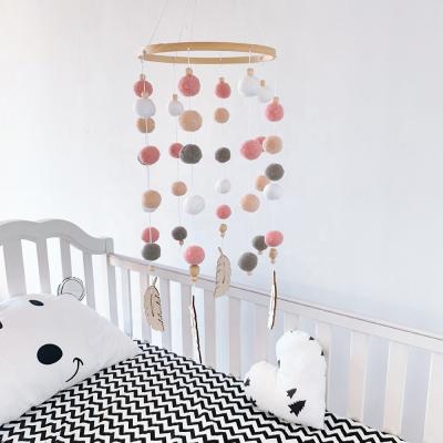 China Hanging Toy Rainbow Pom Pom Ball Baby Bedroom Ceiling Wind Chime Mobile From Baby Crib Soft Crib for sale