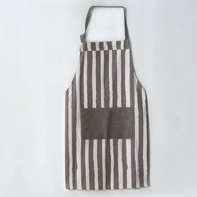 China Modern Gray Stripe Kitchen Cooking Aprons Soft Chef Apron With Pockets For Men Women Kitchen Decor for sale