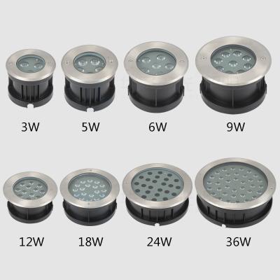 China Garden 12V 24V 220V 240V IP67 Waterproof Aluminum Body 6W 12W 24W Frost Glass LED Underground Lights for sale