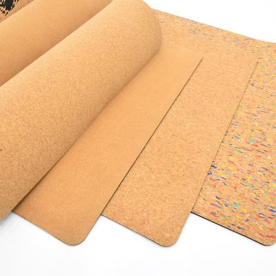 中国 Anti-rust PU backing gravel particles clog cork leather material for cork yoga mats 販売のため