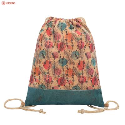 Cina Eco-friendly Natural Printing Cork Sack Cork Stylish Drawstring Bag For Shopping in vendita