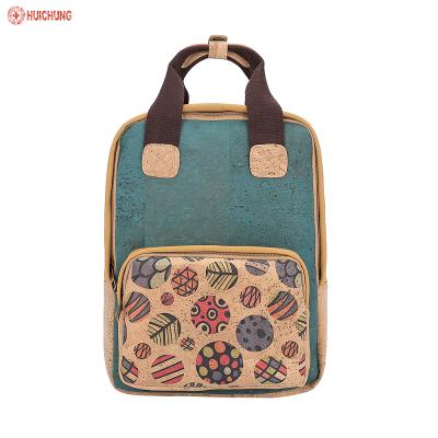 Cina Good Quality Waterproof Cork Backpack Wholesale Fashion Design Printing Vintage Customized Logo Female Printing Flower Zipper in vendita