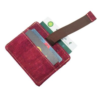 China Anti-theft Fashion Portuguese Leather Front Pocket Red Women's Cork Slim Cork Card Holder Vegan à venda