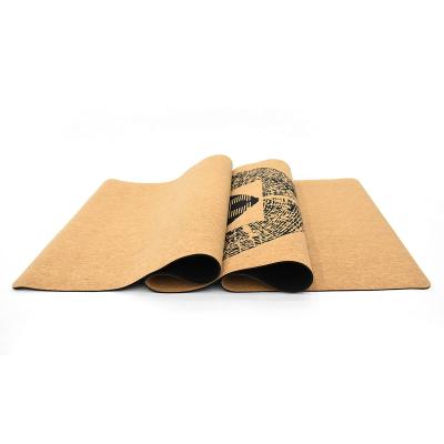 中国 100% Natural Rubber and 100% Cork Premium Natural Cork Yoga Mat Custom Printing Non-Toxic High Quality China Fitness Non-Slip 販売のため