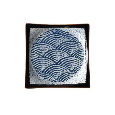 China Viable Factory Direct Wholesale Ceramic Hand Painted Dinner Dishes, Square Edge Warped Dish, Household Diner and Hotel Tableware for sale