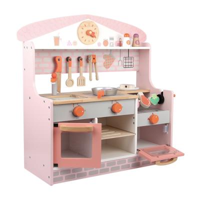 China Pretend Toy Set Wooden Toy Kitchen Educational Wooden BBQ Toy Playing Toy Factory Sale Wooden Simulation Play Kitchen For Kids DIY Set Unisex for sale