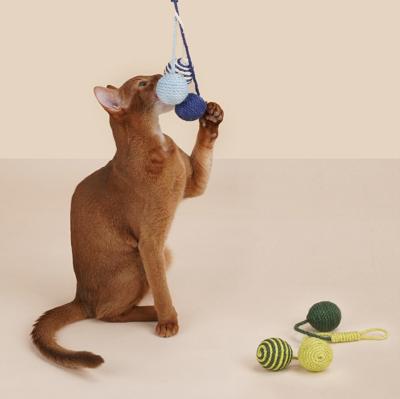 China 2022 Amazon Stocked Wholesale Hot Selling Colorful Grinding Interactive Toy Cat Sisal Ball Toys Pet Claw Toys for sale