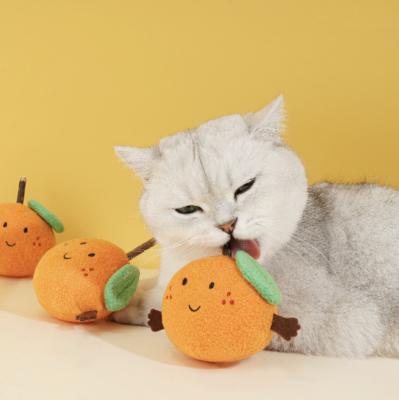 China 2022 Shape Orange Catnip Wholesale Matatabi Toy Cats Toys Fun Plush Stocked Interactive Toy Cat Chew Lick Teeth Cleaning for sale