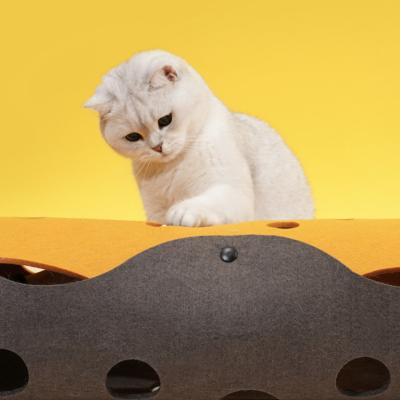 China 2022 Viable Christmas Gift Amazon Cats Toys Felt Pet Washable Removable Toy Cat Tunnel Pet Toy Activity Play Mat Felt for sale