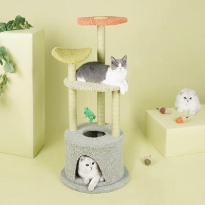 China 2022 Hot Sale Viable Amazon Cat Climbing Tower Flower Cat House Use For Cat Playing And Sleeping Indoor for sale