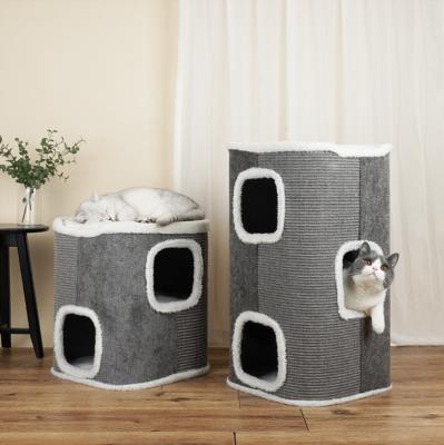 China 2022 Viable Hot Selling Amazon Cat Climbing Tower Scadi Cat Tower Use For Cat Playing And Sleeping Indoor for sale