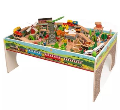 China Playing New Hot Selling 110pcs Children's Freed Imagination To Develop Educational Toys Wooden Train Tracks Table Toys for sale