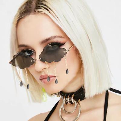 China 2021 Rimless Vintage Clouds Tassel Steampunk Sun Glasses Shape Rimless Driving Women Glasses Colorful Frameless Sunglasses Uv400 for sale