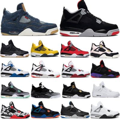 China Fashion Trend Hot Sale Basketball Shoes 4 Blue White Men Jordon Sneakers Oreo Sail Women Retro High OG College for sale