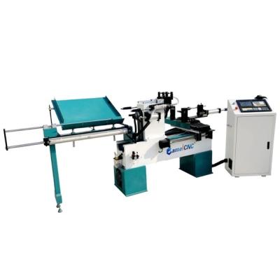 China Hotels Automatic Feeding Wood Lathe Machine CNC Wood Turning Milling Lathe for Table and Chair Curved Legs for sale