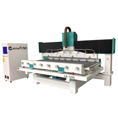 China 4 Axis 3D Multi Head China Wood Hotels CNC Router Machine 8 Heads Rotary Woodworking Machine for sale