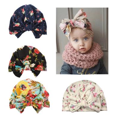 China New picture cotton children's bow hat children's hat baby winter turban hat flower headbands for sale