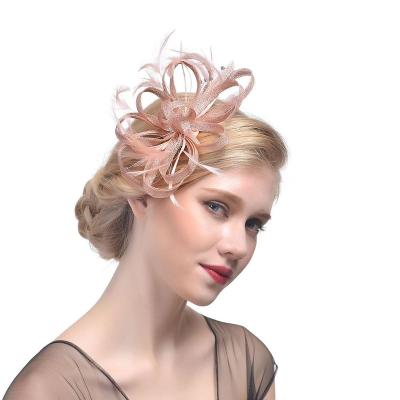 China 2022 Plush Fashion Bridal Decorations Feather Bowler Hat Wedding Hats Hair Accessories Women for sale