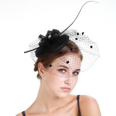 China 2022 New Design Plush Hair Feather Fascinator Elegant Wedding Church Hats For Black Women for sale