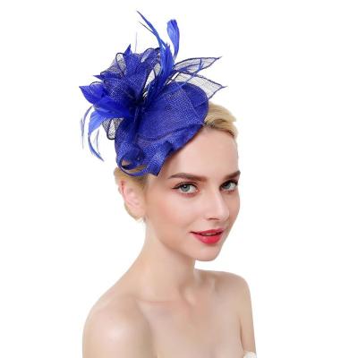 China 2020 Plush Church Hats Sinamay Women Fascinator Hats Headdress Feather For Hats for sale