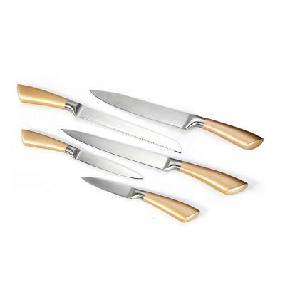 China Amazon Hot Sale OEM 5pcs Disposable Stainless Steel Kitchen Knife Set With Knife Holder Rack for sale