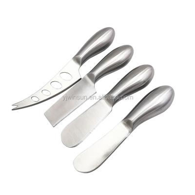 China Hot Selling Basic Type Sustainable Stainless Steel Kitchen Tools 4pcs Cheese Knife Set Hollow Handle Cheese Tools for sale