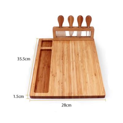 China Sustainable Bamboo Cheese Knife Tool Kit Set Bamboo Board And Cheese for sale