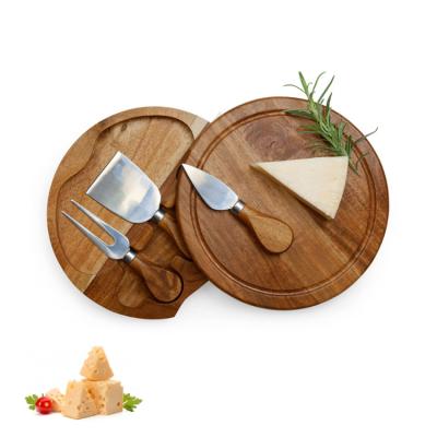 China Traditional Acacia Wood Cheese Cutting Board Set with 3pcs Cheese Tools for sale