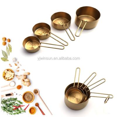 China Durable Stainless Steel Kitchen Tool Food Grade Measuring Cups Durable Gold Electroplating Set for sale