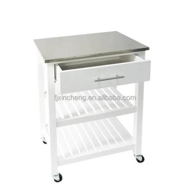 China PANEL Wooden Kitchen Serving Trolley Trolley One Drawer Two Tiers With Wheels 2022 for sale