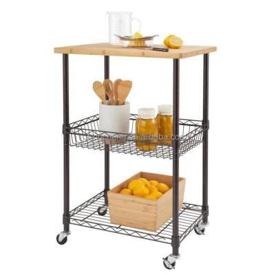 China PANEL Dining Natural Kitchen Cart Classic Kitchen Cart Vegetable Storage Finishes Kitchen Cart for sale