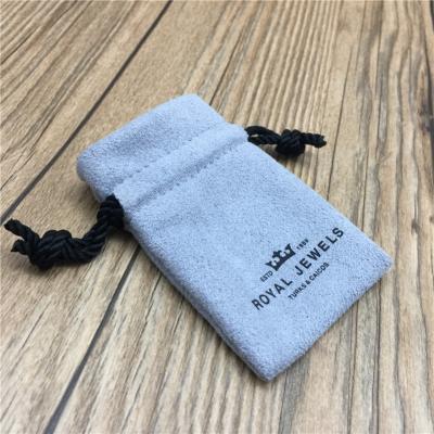 China Gift Gray Suede Pouch, Mini Suede Drawstring Packaging Bag soft for jewelry/ring for sale