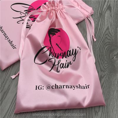 China 23 x 35 Drawstring Satin Bags For Hair Bundles, Ribbon Drawstring Satin Wig Hair Extensions Packaging Bag for sale