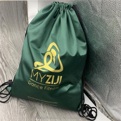 China Dark Green Extra Large Drawstring Satin Dance Shoe Tote Bag, Satin Dust Bag For Shoes for sale